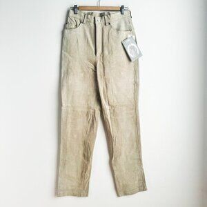 Nuage Light Beige Suede Straight Leg Jeans Pants 12 NWT